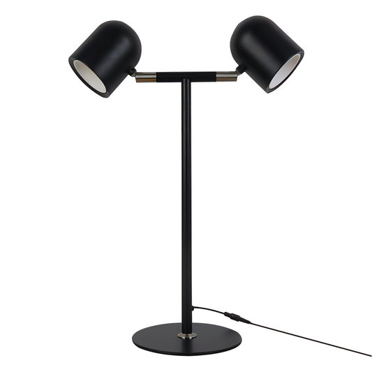 Minimalistische Schreibtischlampe - mit Sockel und zwei Lampen - Schwarz