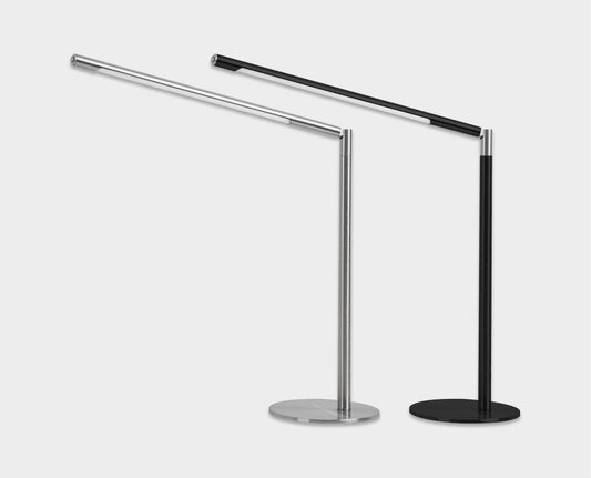 Metall-Schreibtischlampe - mit Sockel und transformierbarem Arm - Weiß