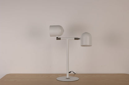 Minimalistische Schreibtischlampe - mit Sockel und zwei Lampen - Weiß